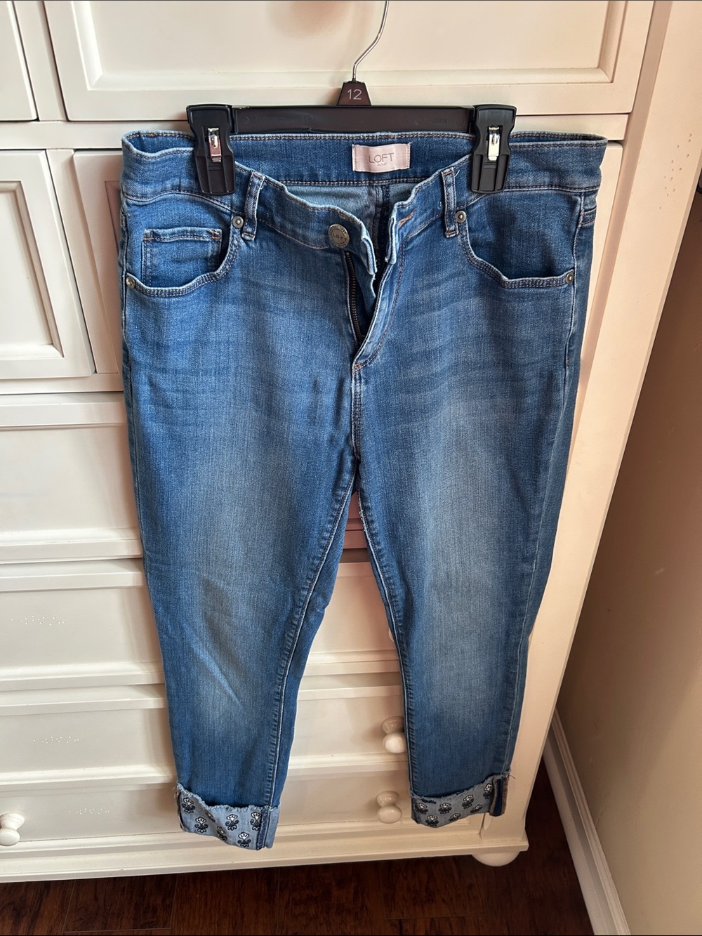 LOFT Women's Cropped Mid-Rise Denim Jeans in Blue